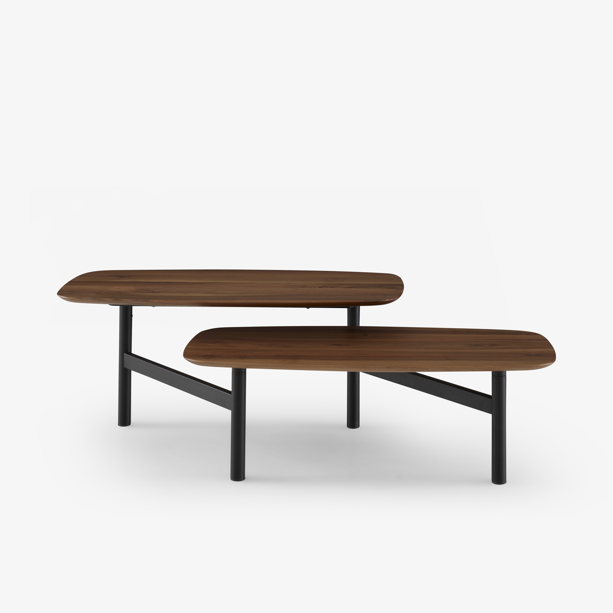 Image LOW TABLE EUROPEAN WALNUT TOP BLACK LACQUERED BASE