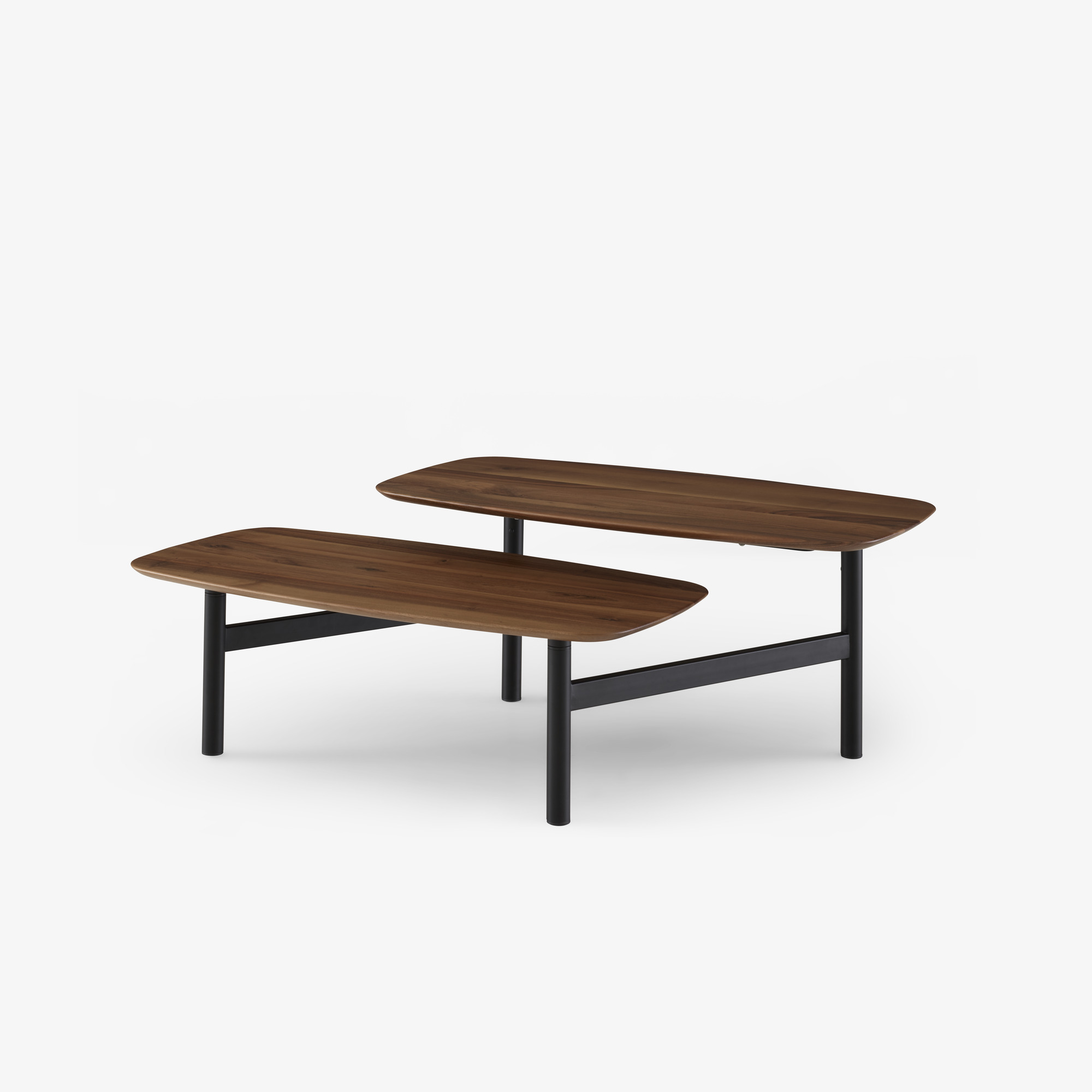 Image Low table european walnut top black lacquered base 3