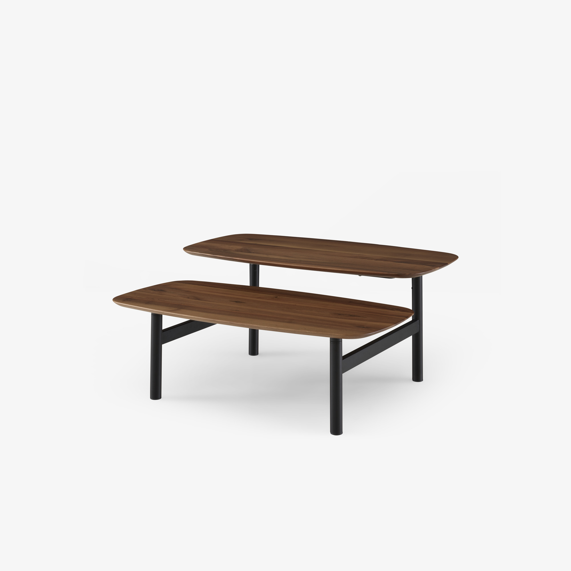 Image Low table european walnut top black lacquered base 4