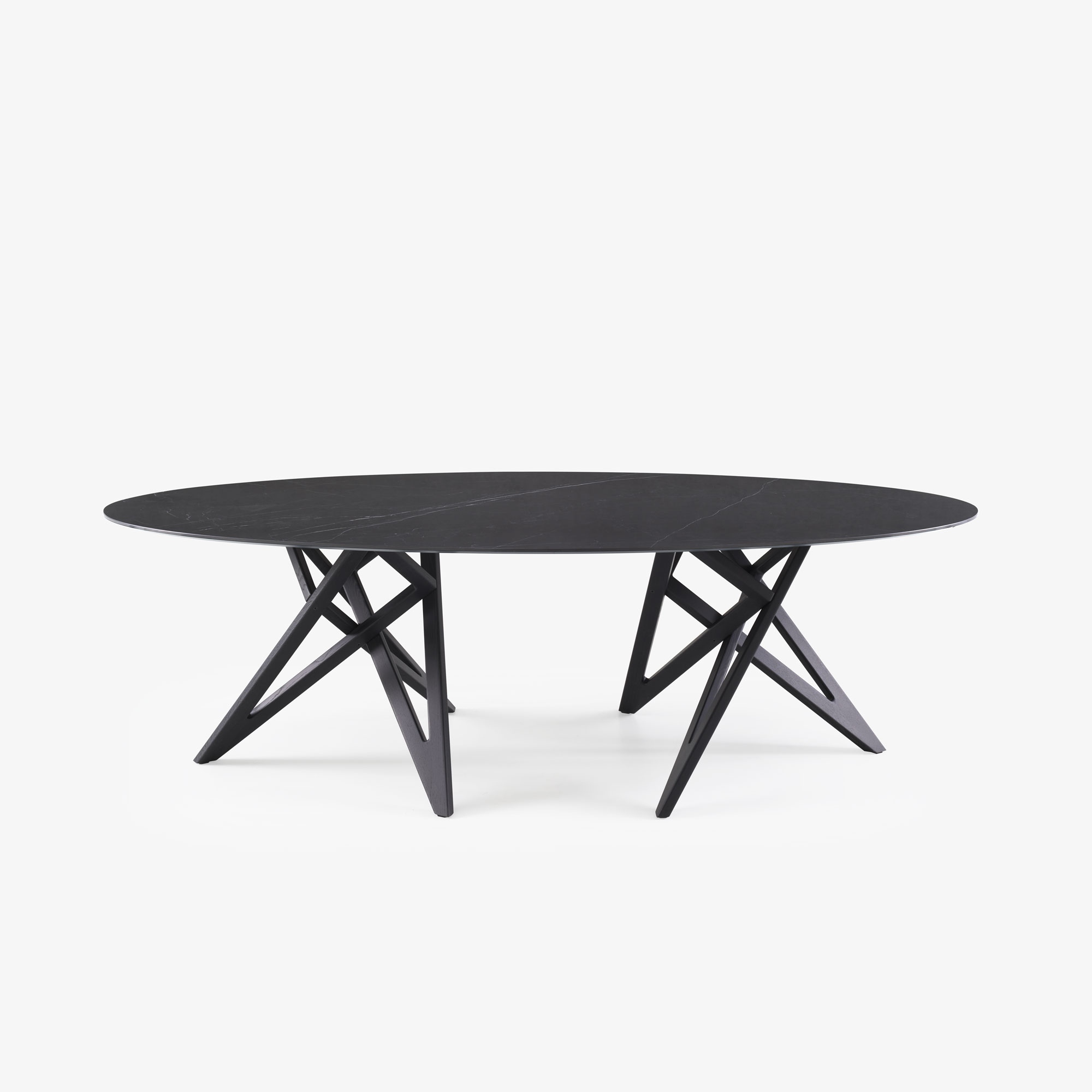 Image Oval dining table base in black stained ash  1