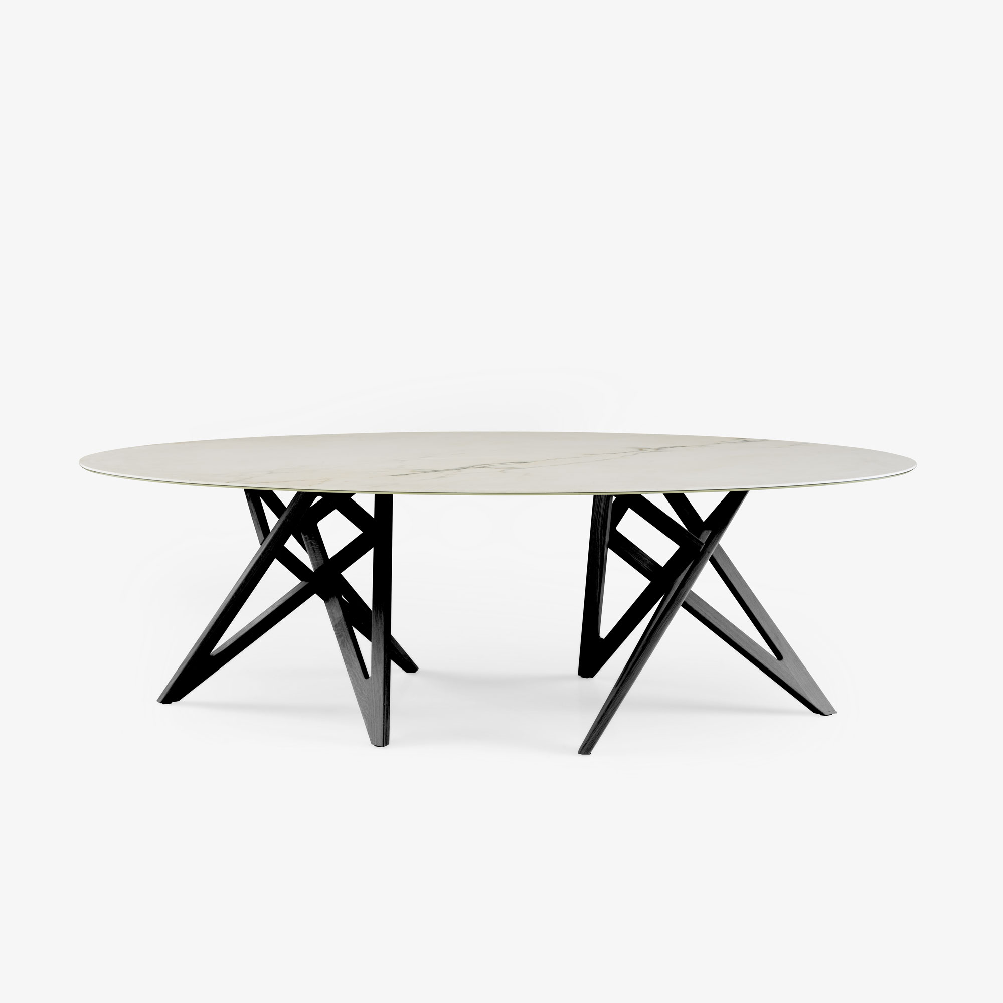 Image Table de repas - ovale piétement frêne teinté noir  1
