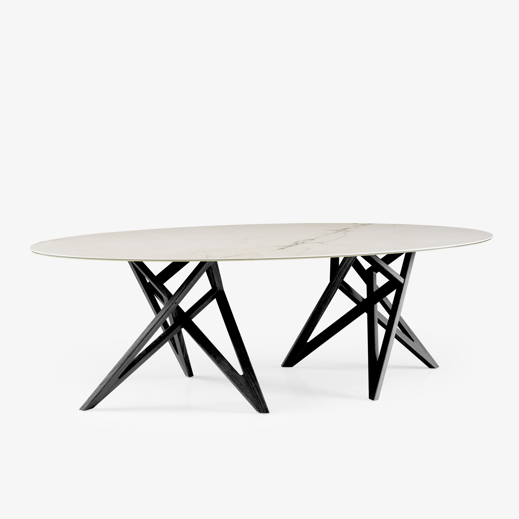 Image Table de repas - ovale piétement frêne teinté noir  2
