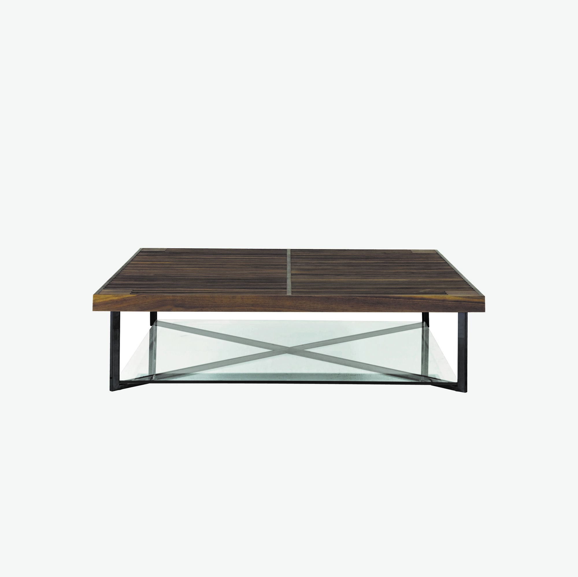 Image Table basse double plateau piétement laqué noir 1