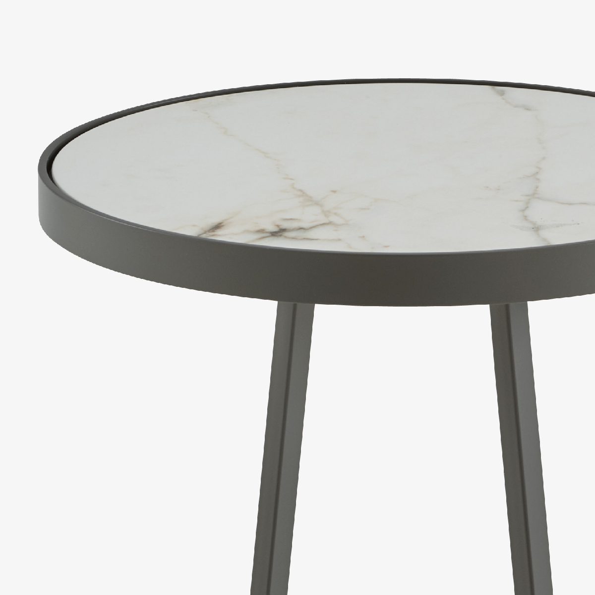 Image Pedestal table - outdoor top in white marble-effect ceramic stoneware small 3