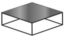 TABLE BASSE LARGE PLATEAU GRÈS CÉRAME ANTHRACITE METAL PIÉTEMENT NICKEL NOIR BRILLANT