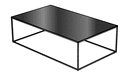 TABLE BASSE RECTANGULAIRE PLATEAU GRÈS CÉRAME ANTHRACITE METAL PIÉTEMENT LAQUÉ BLANC