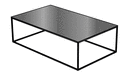 TABLE BASSE RECTANGULAIRE PLATEAU GRÈS CÉRAME ANTHRACITE METAL PIÉTEMENT NICKEL NOIR BRILLANT