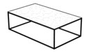 TABLE BASSE RECTANGULAIRE PLATEAU GRÈS CÉRAME ASPECT MARBRE BLANC PIÉTEMENT NICKEL NOIR BRILLANT